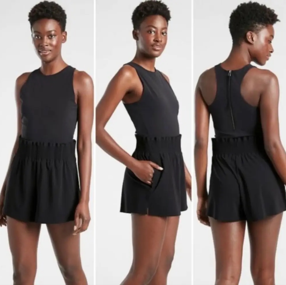 Athleta Cosmic Flutter Romper NWOT Sold Out Black